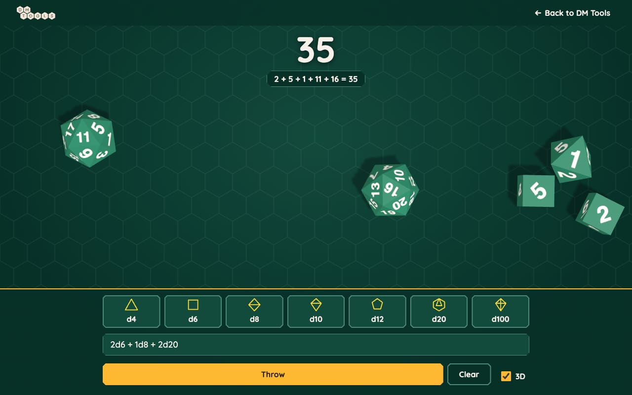 The 3D dice roller
